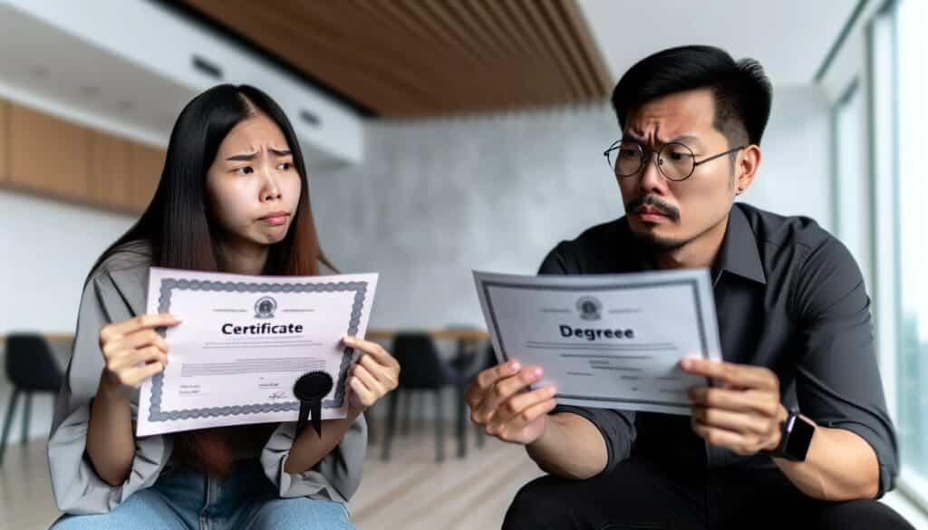 Comparing Certificates and Degrees